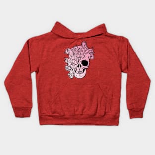 Filigree Skull Pink Fade With Flower Original Art T-Shirt Kids Hoodie